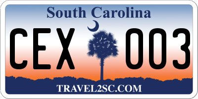 SC license plate CEX003