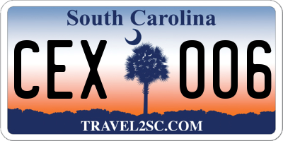 SC license plate CEX006
