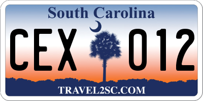 SC license plate CEX012