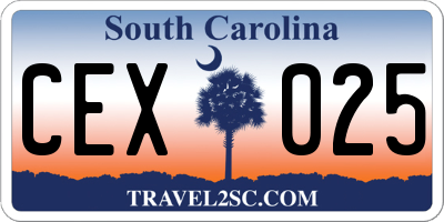 SC license plate CEX025