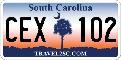 SC license plate CEX102