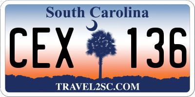 SC license plate CEX136