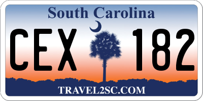 SC license plate CEX182
