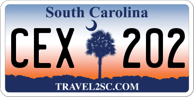 SC license plate CEX202
