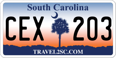 SC license plate CEX203