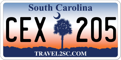 SC license plate CEX205