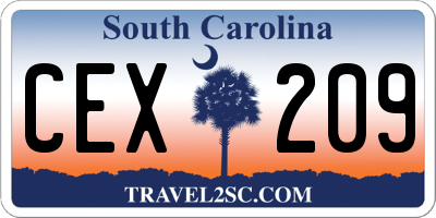 SC license plate CEX209