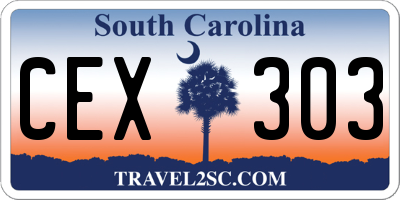 SC license plate CEX303