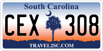 SC license plate CEX308