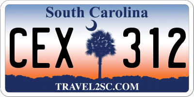 SC license plate CEX312