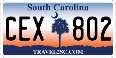 SC license plate CEX802