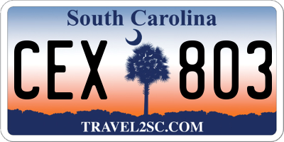 SC license plate CEX803