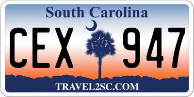 SC license plate CEX947