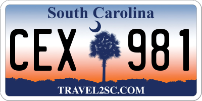 SC license plate CEX981