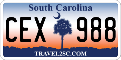 SC license plate CEX988