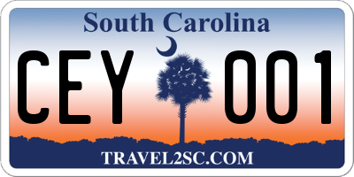 SC license plate CEY001