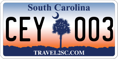 SC license plate CEY003
