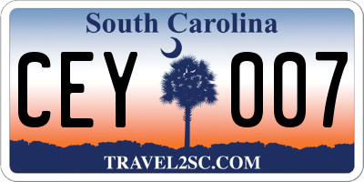 SC license plate CEY007