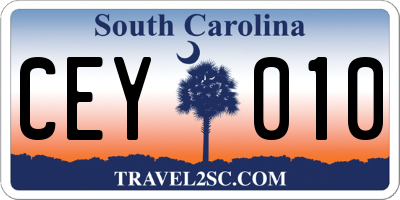 SC license plate CEY010