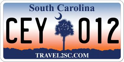 SC license plate CEY012