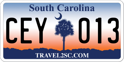 SC license plate CEY013