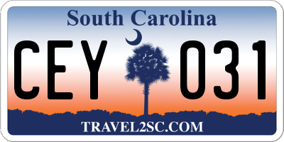 SC license plate CEY031