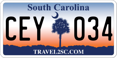 SC license plate CEY034