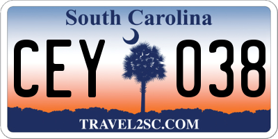 SC license plate CEY038