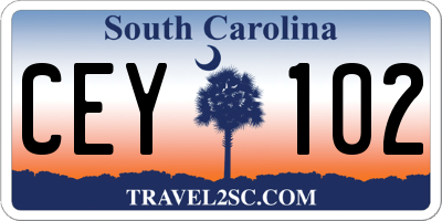 SC license plate CEY102