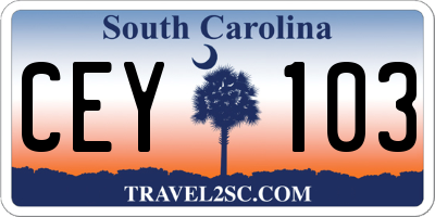 SC license plate CEY103