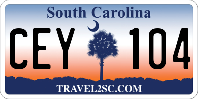 SC license plate CEY104