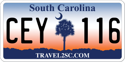 SC license plate CEY116