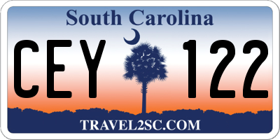 SC license plate CEY122