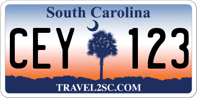 SC license plate CEY123