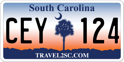 SC license plate CEY124