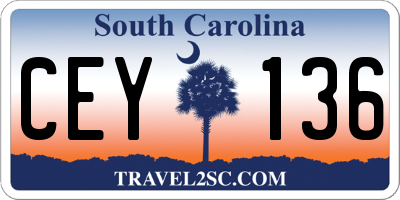 SC license plate CEY136