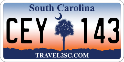 SC license plate CEY143