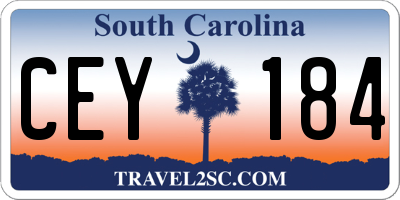 SC license plate CEY184