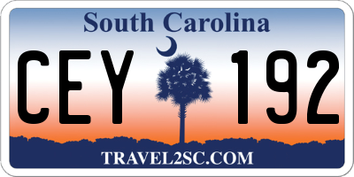 SC license plate CEY192