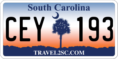SC license plate CEY193