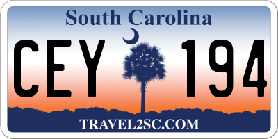SC license plate CEY194