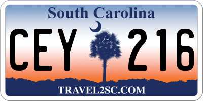 SC license plate CEY216