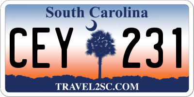 SC license plate CEY231