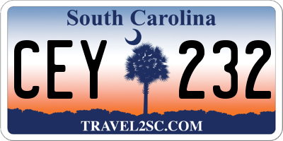 SC license plate CEY232