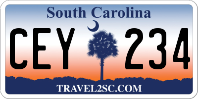 SC license plate CEY234
