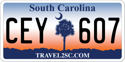 SC license plate CEY607