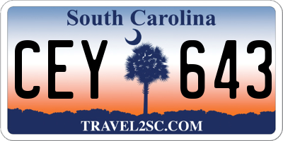 SC license plate CEY643