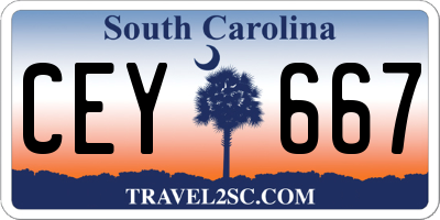 SC license plate CEY667