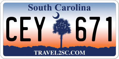 SC license plate CEY671