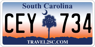 SC license plate CEY734